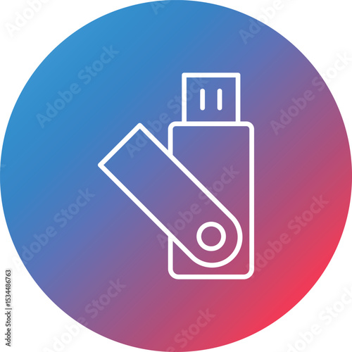 USB Stick Line Gradient Circle Background Icon