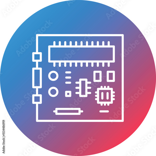 Motherboard Line Gradient Circle Background Icon