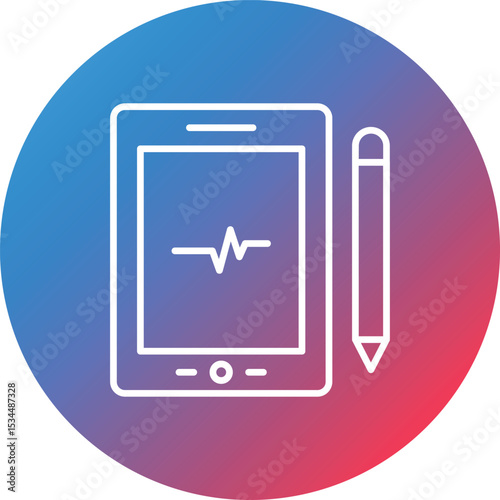 Drawing Tablet Line Gradient Circle Background Icon