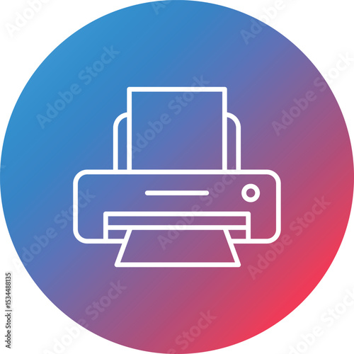 Printer Line Gradient Circle Background Icon