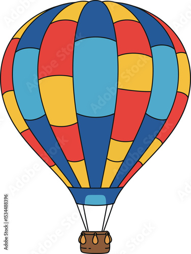 Colorful Hot Air Balloon Clipart Illustration - Vibrant Vector Art for Travel and Adventure Themes