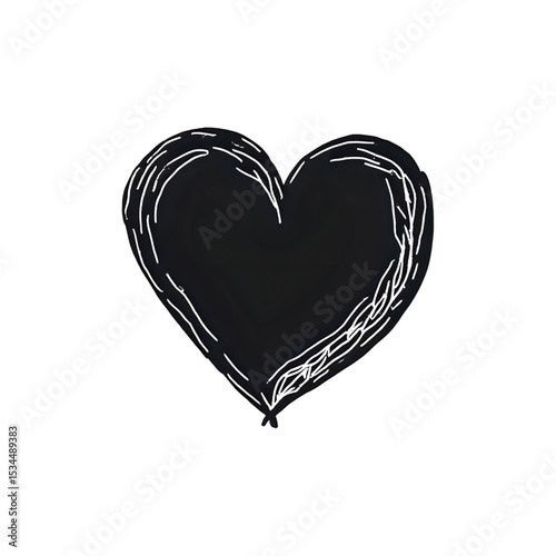 Hand-Drawn Black Heart Graphic:  Perfect for Valentine's Day, Love Designs & Romantic Projects