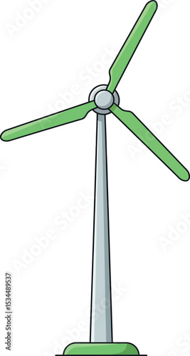 Green Wind Turbine Vector Graphic - Renewable Energy Illustration