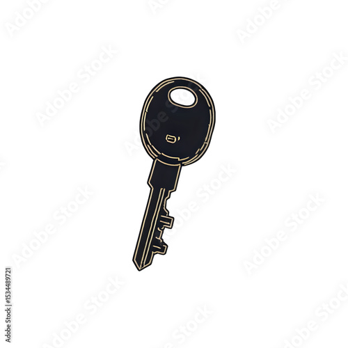 Black Key Graphic:  Vector Illustration, Access Symbol, Security Icon