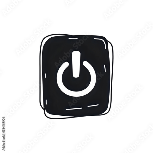 Hand-Drawn Power Button Icon: On/Off Switch Symbol