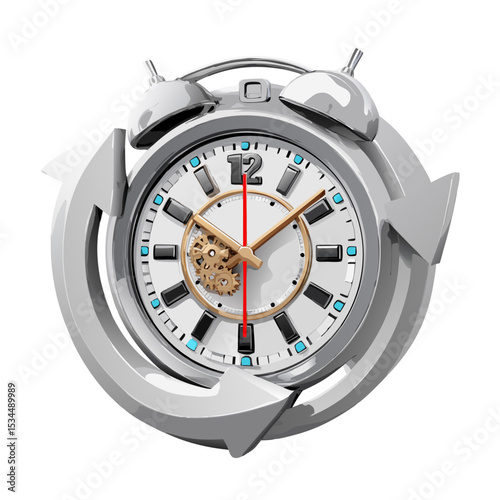 Circular arrow around clock icon stock vector