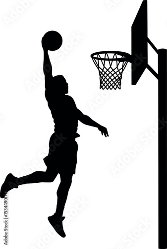 Basketball Player Dunking Silhouette Vector Clipart