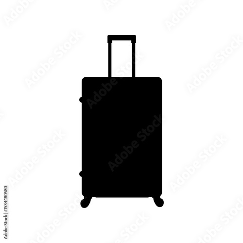 Illustration of a black suitcase with an extendable handle on a white background design element