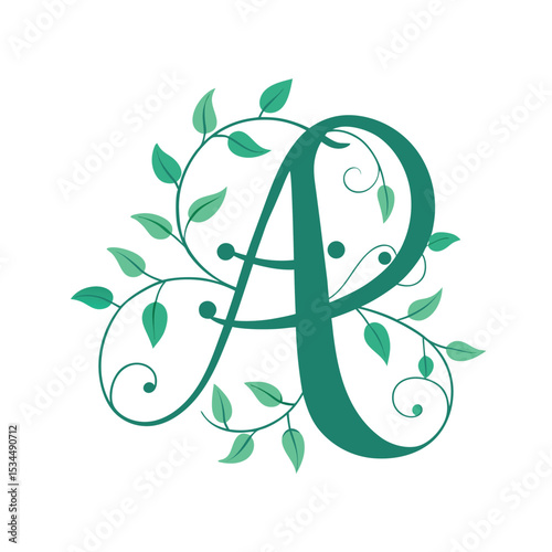 Modern Floral Monogram with Ivy Vines