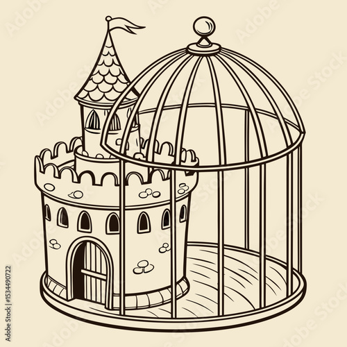 vector illustration of a bird cage
