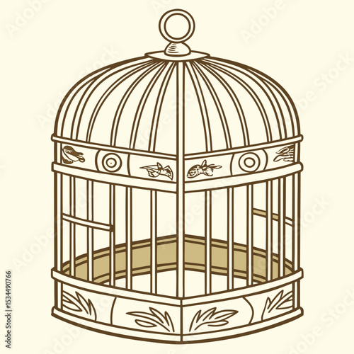vector illustration of an old bird cage