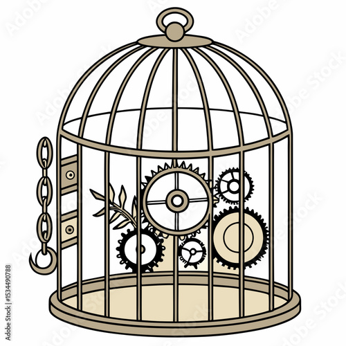 gold cage with a bird