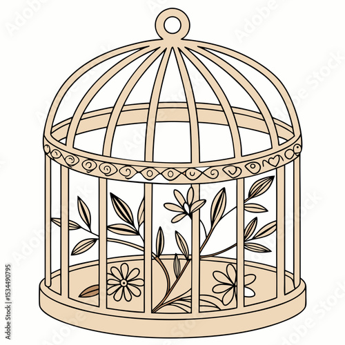vintage birdcage isolated on white background