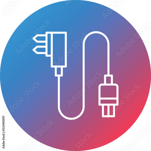 Power Plug Line Gradient Circle Background Icon