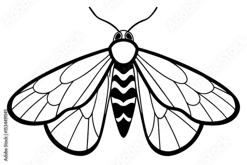 Opal Moth Line Drawing Illustration