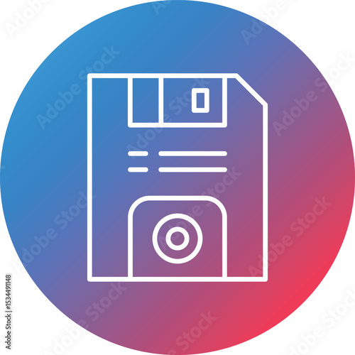 Floppy Disk Line Gradient Circle Background Icon