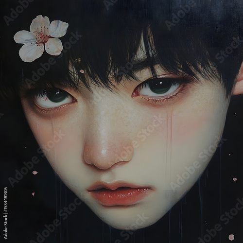 Artistic Portrait Young Asian Woman Serene Beauty Modern Style