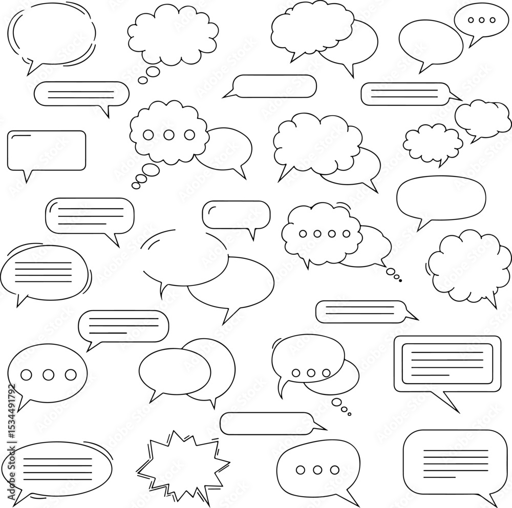 Fototapeta premium Diverse Collection of Cartoon Speech Bubbles for Graphic Design