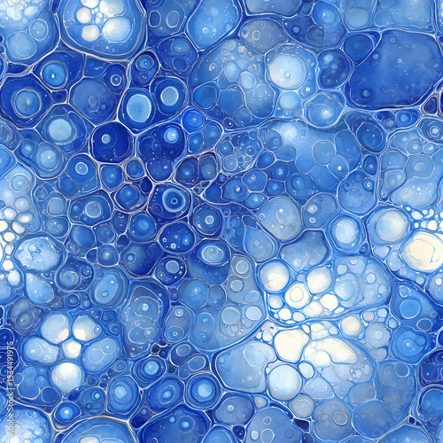Abstract Blue Water Bubbles Texture Refreshing Background Image