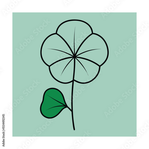 Outlined Nasturtium with Round Leaves Detail