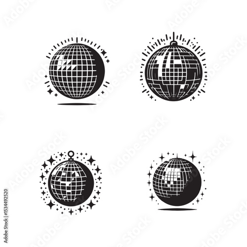 set of four disco balls