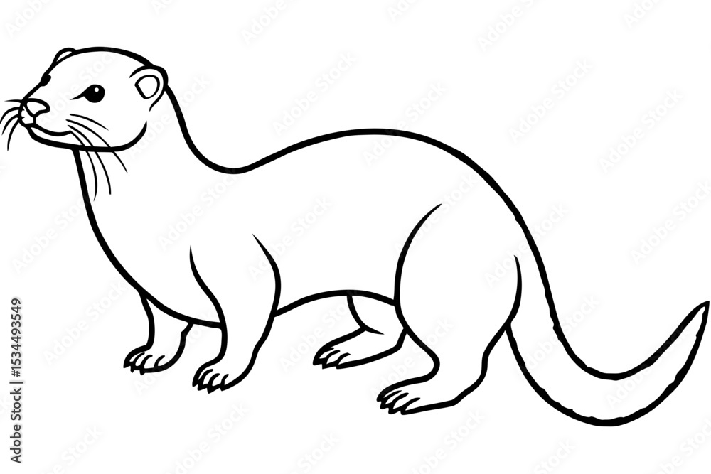 Obraz premium Otter vector illustration line art and white background