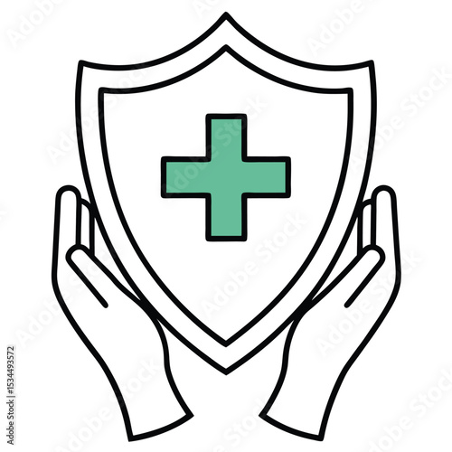 Protecting Health and Wellness Healthcare Shield Icon