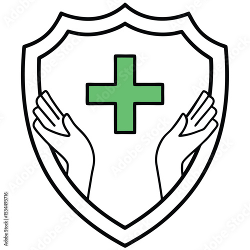 Protecting Health Healthcare Shield, Medical Protection, Wellness Symbol