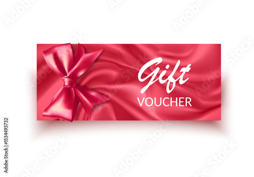 Elegant Red Gift Voucher with Ribbon and Satin Texture