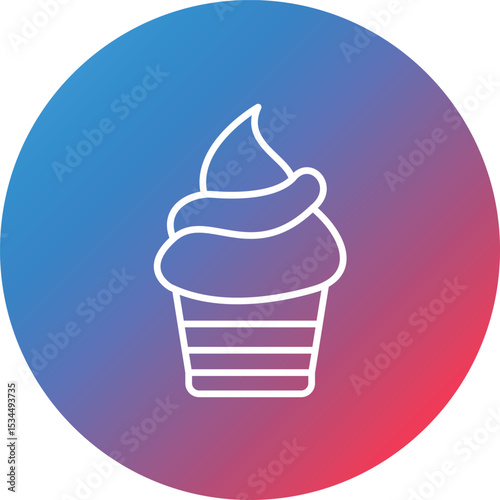 Cupcake Line Gradient Circle Background Icon