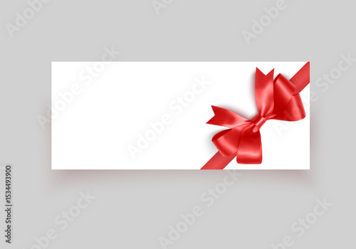 Gift Card with Red Ribbon Bow for Holiday Celebration