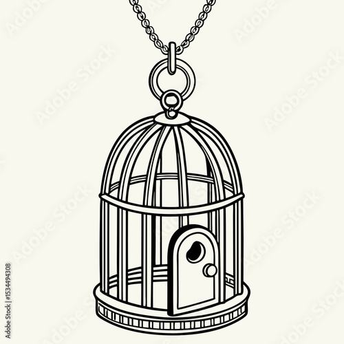 vector illustration of a cage with birds