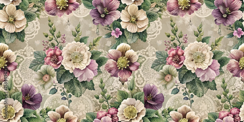 A vibrant floral pattern featuring a mix of colorful blossoms.