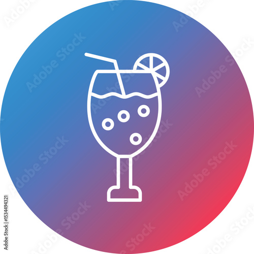 Coktail Line Gradient Circle Background Icon