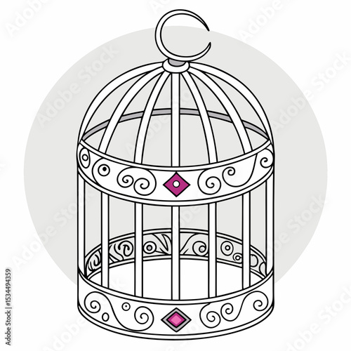 vector illustration of a bird in cage