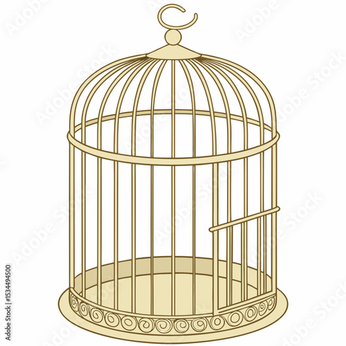 gold cage isolated on white background