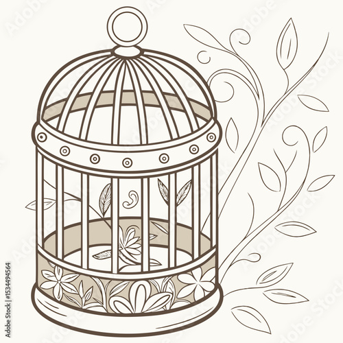vintage birdcage with bird