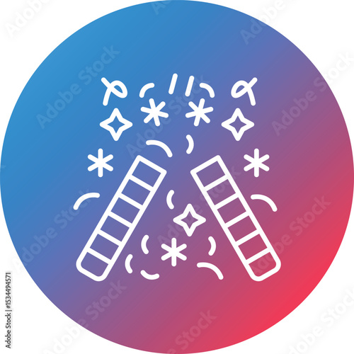 Party Popper Line Gradient Circle Background Icon