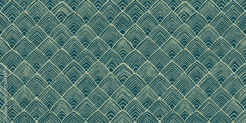 Elegant leaf pattern in teal and cream, adding a touch of nature-inspired design.