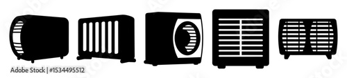 A Collection of Black and White Radiator and Air Conditioner Silhouettes