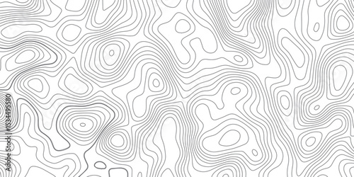 Abstract topography wave lines pattern on white background, topographic contours map background, geographic contour map vector background, White paper curved reliefs for background.