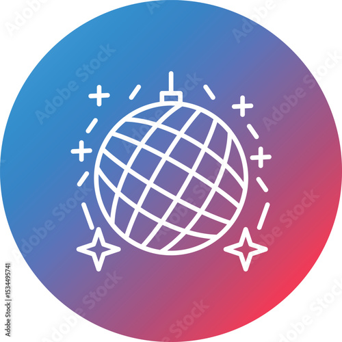Disco Ball Line Gradient Circle Background Icon