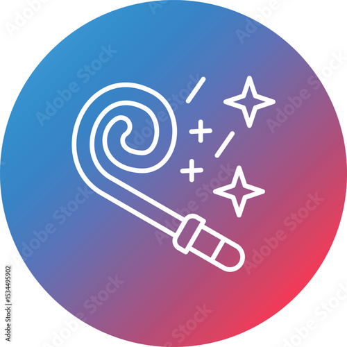 Party Blower Line Gradient Circle Background Icon