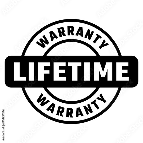 Lifetime Warranty Icon VeCctor Stamp Black