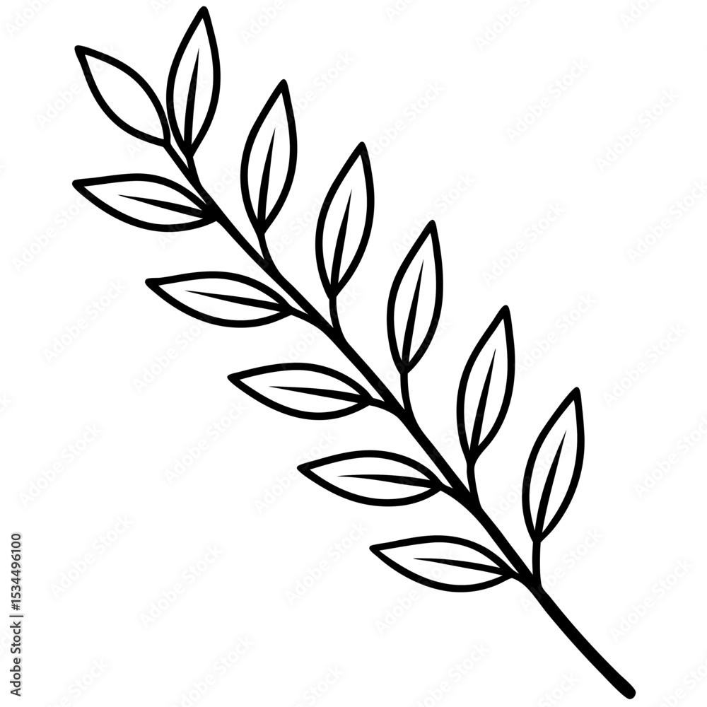 Elegant Botanical Branch Line Art Elegant Botanical Branch Line Art