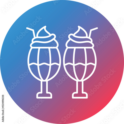 Milkshake Line Gradient Circle Background Icon