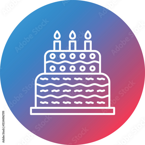 Cake Line Gradient Circle Background Icon