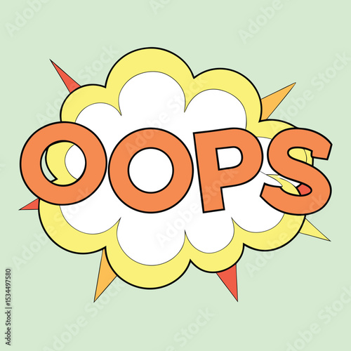 Comic book style text bubble design featuring the word oops expressing surprise or mistake