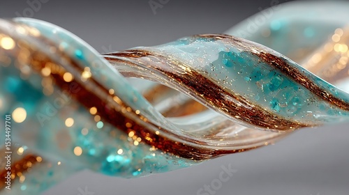 Frozen Holographic Ribbons Swirl: Rose Gold & Seafoam Green Energy Trails with Crisp Center Blur Edges on 60% White Space