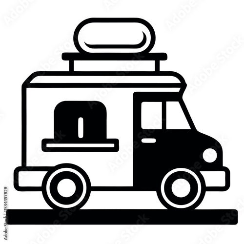 Food Truck Icon with Display Cases